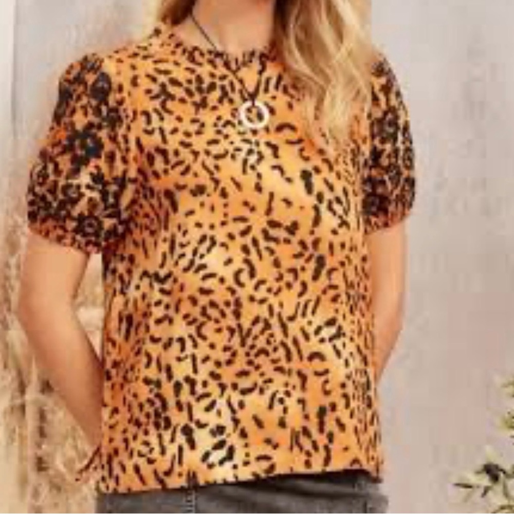 SAVANNA JANE burnout leopard blouse